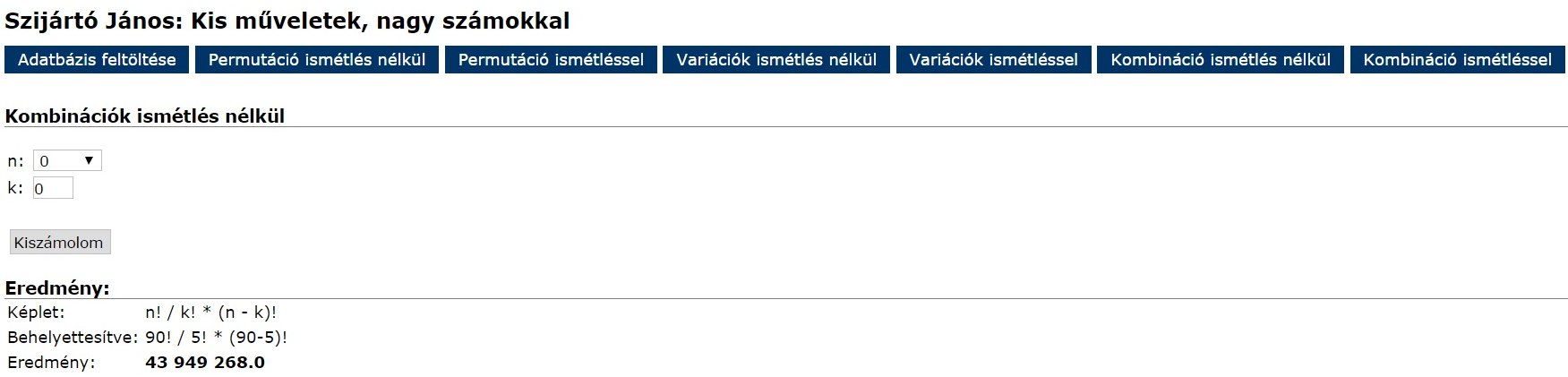 ismnelkulikombinacio